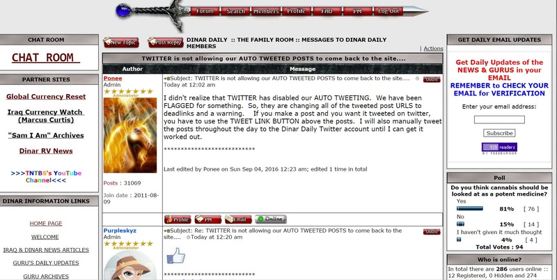 TWITTER is not allowing our AUTO TWEETED POSTS to come back to the site.... See10
