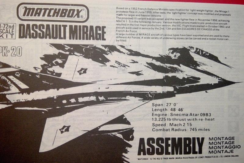 [MATCHBOX] DASSAULT MIRAGE III C 1/72ème Réf PK 20 Notice Matchb25