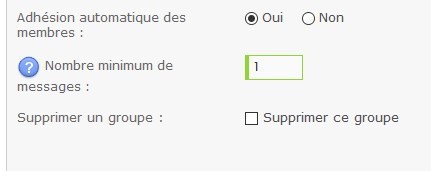 Impossible d'afficher un nombre de messages minimum pour appartenir à un groupe Adhesi10