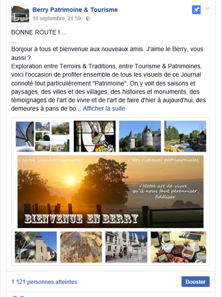 Page Facebook du forum "Berry Patrimoine & Tourisme" Texte10