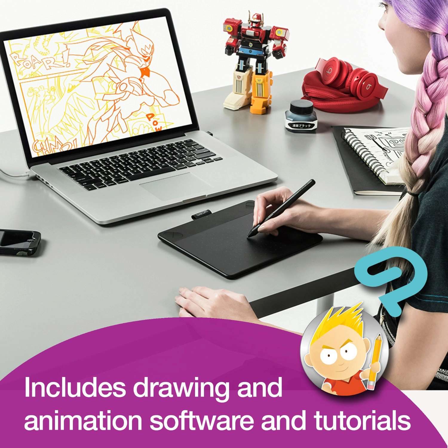 جهاز الرسم Wacom Intous Comic و برنامج الرسم و أدوات أخرى للمحترفين