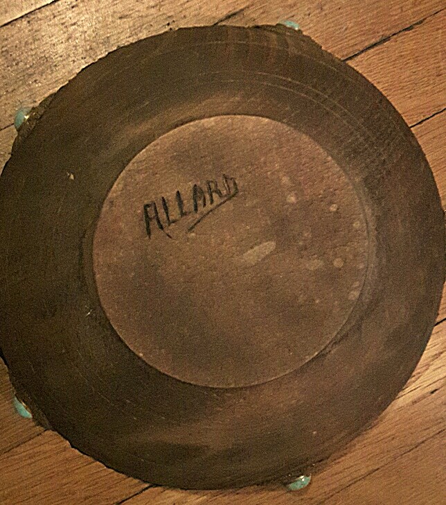 wooden brass banded turquoise bowl Wood_c19