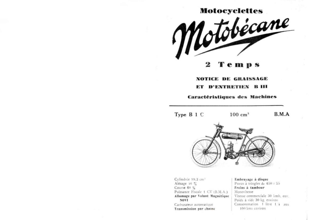 Motobecane 100cc ... livrets d'entretien et graissage des années 30 Motob475