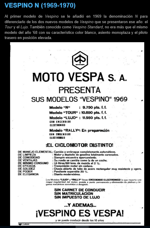 modèle mobylette Vespa Vespin14