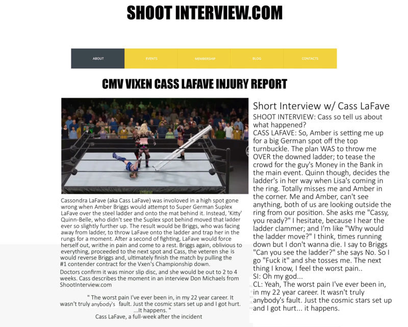 ShootInterview.com Interviews Cass LaFave | Battle Scars & Injury Page110