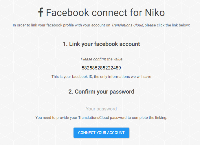 Facebook connect: link your account Facebo20