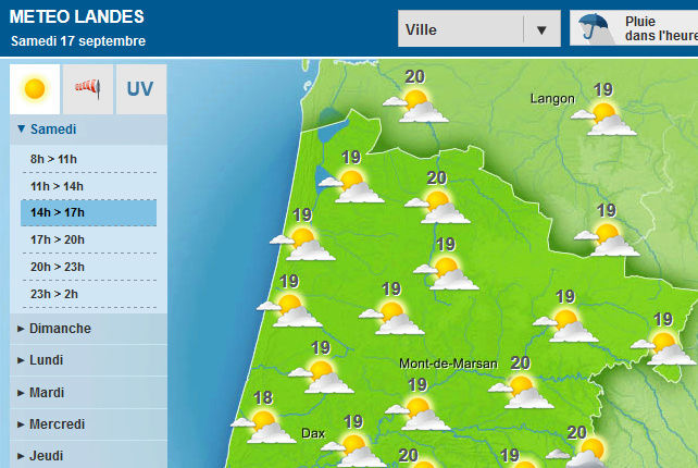 Des pilotes pour samedi 17 Meteo10