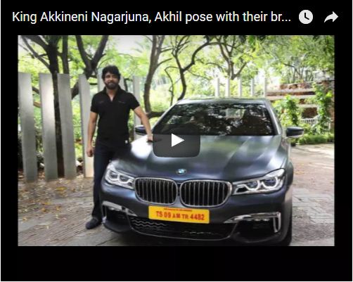 King Akkineni Nagarjuna, Akhil pose with their brand new BMW Car 510