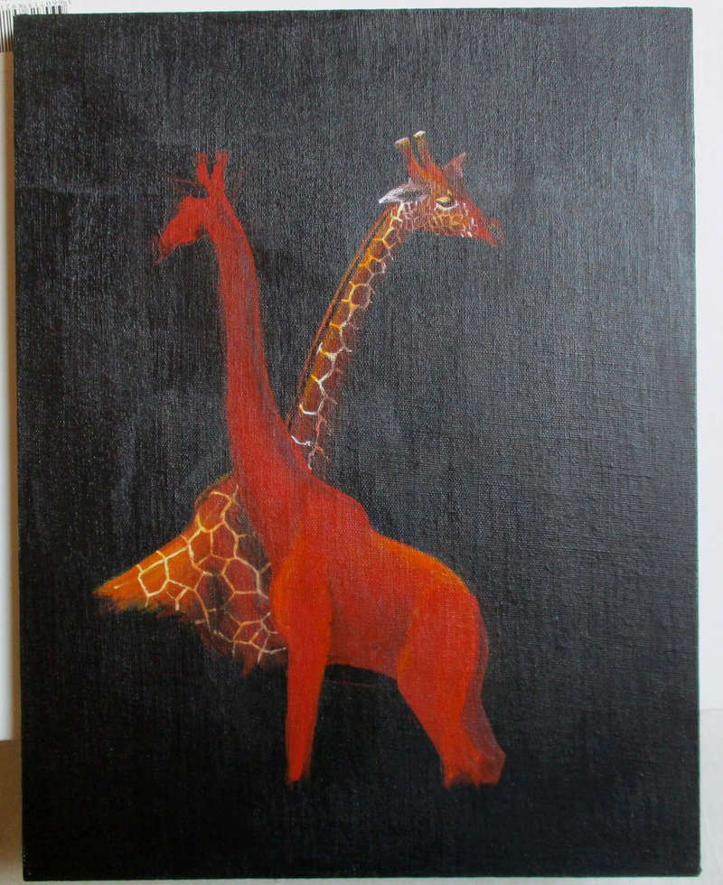 Paysage en cours (acrylique) Girafe10
