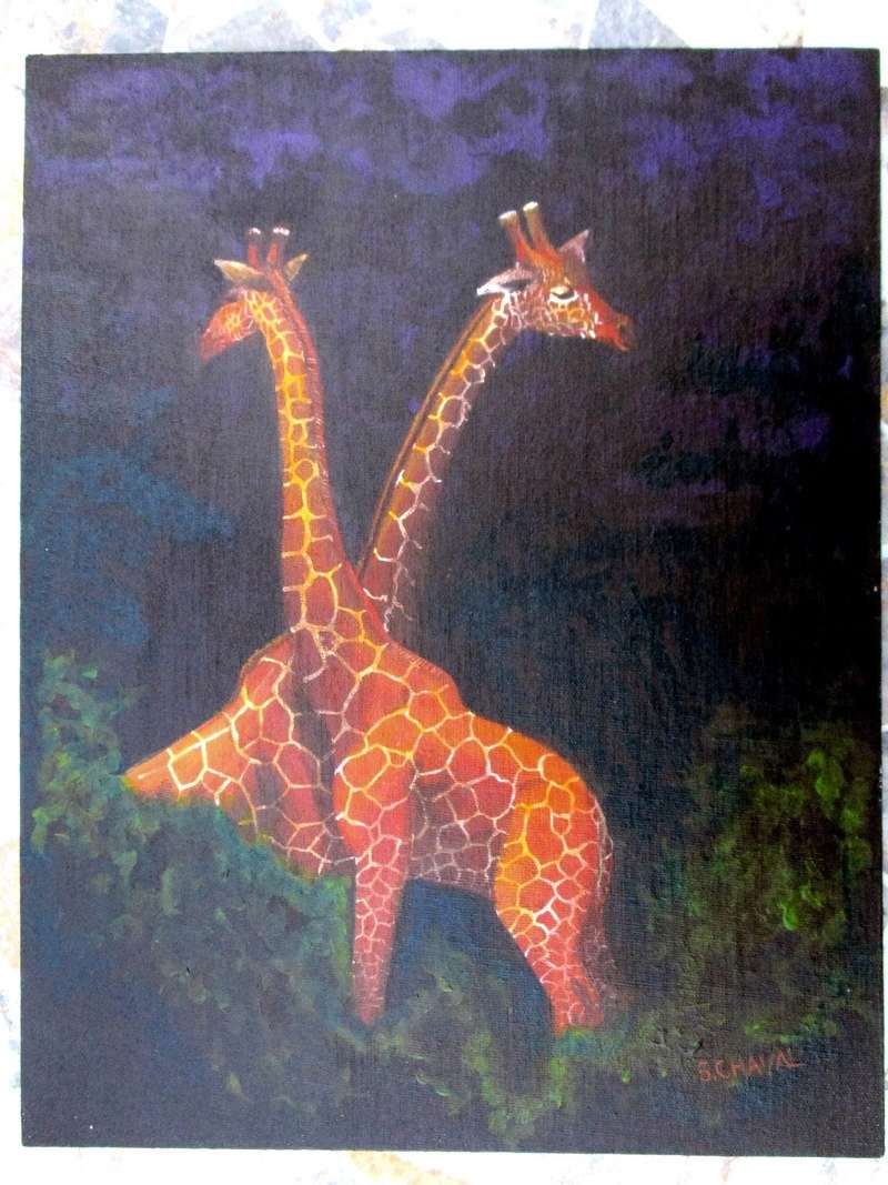 Paysage en cours (acrylique) Girafe11