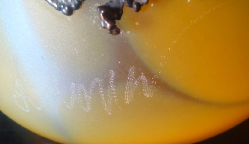 Galvanoplastie cuivre sur verre coloré marbré W Oldoriw ???  2016-019