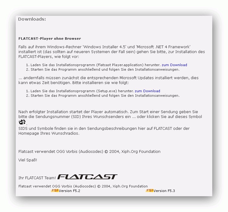 Hier findet ihr Hilfe zur Installation des neuen Flatcast Players (browserloser Player) 310