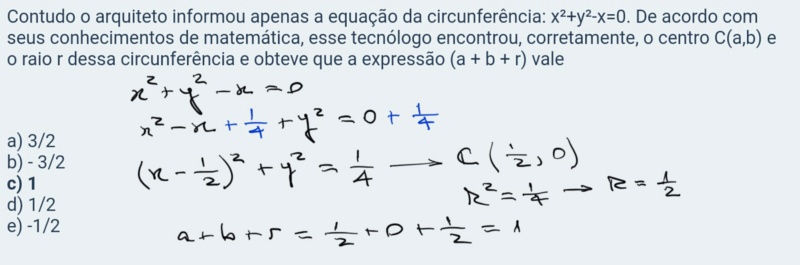 encontrar centro e raio da circunferencia Scre1035