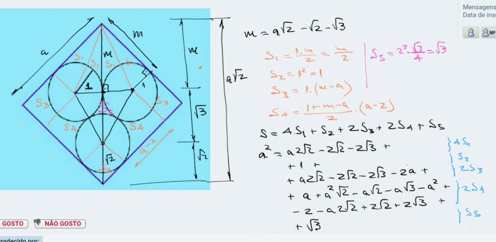 Lado do quadrado circunscrito a 3 círculos  Scre1669