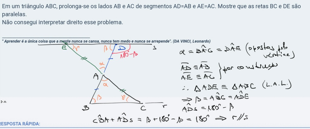 Demonstrar que as retas são paralelas Scree364