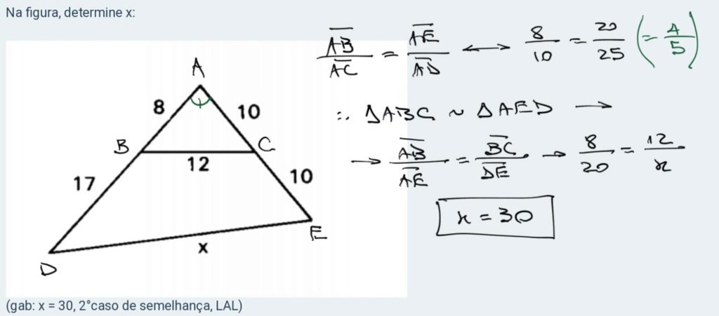 Geometria Plana - semelhança de triângulos. Scree405