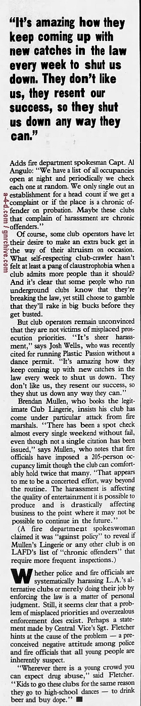 1985.11.22 - L.A. Weekly - L.A. Dee Da On The Streets [Mention of police raid at show] 1986_039