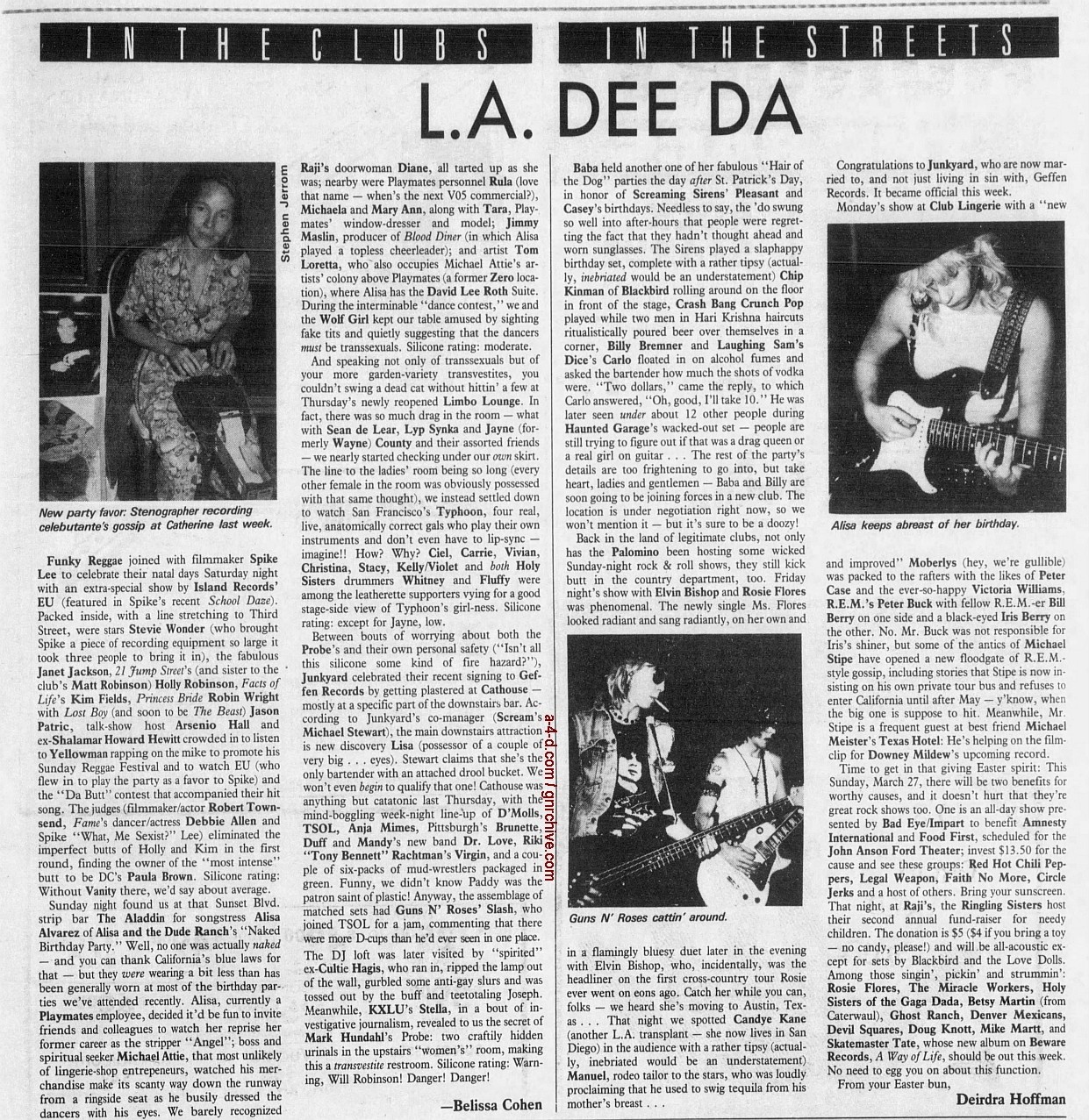 1988.03.25 - L.A. Weekly - L.A. Dee Da [Duff and Slash jam at the Cathouse] 1988_073