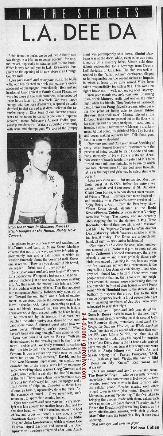 1988.09.30 - L.A. Weekly - L.A. Dee Da [Axl and Slash jam at Casa Kitty] 1988_094