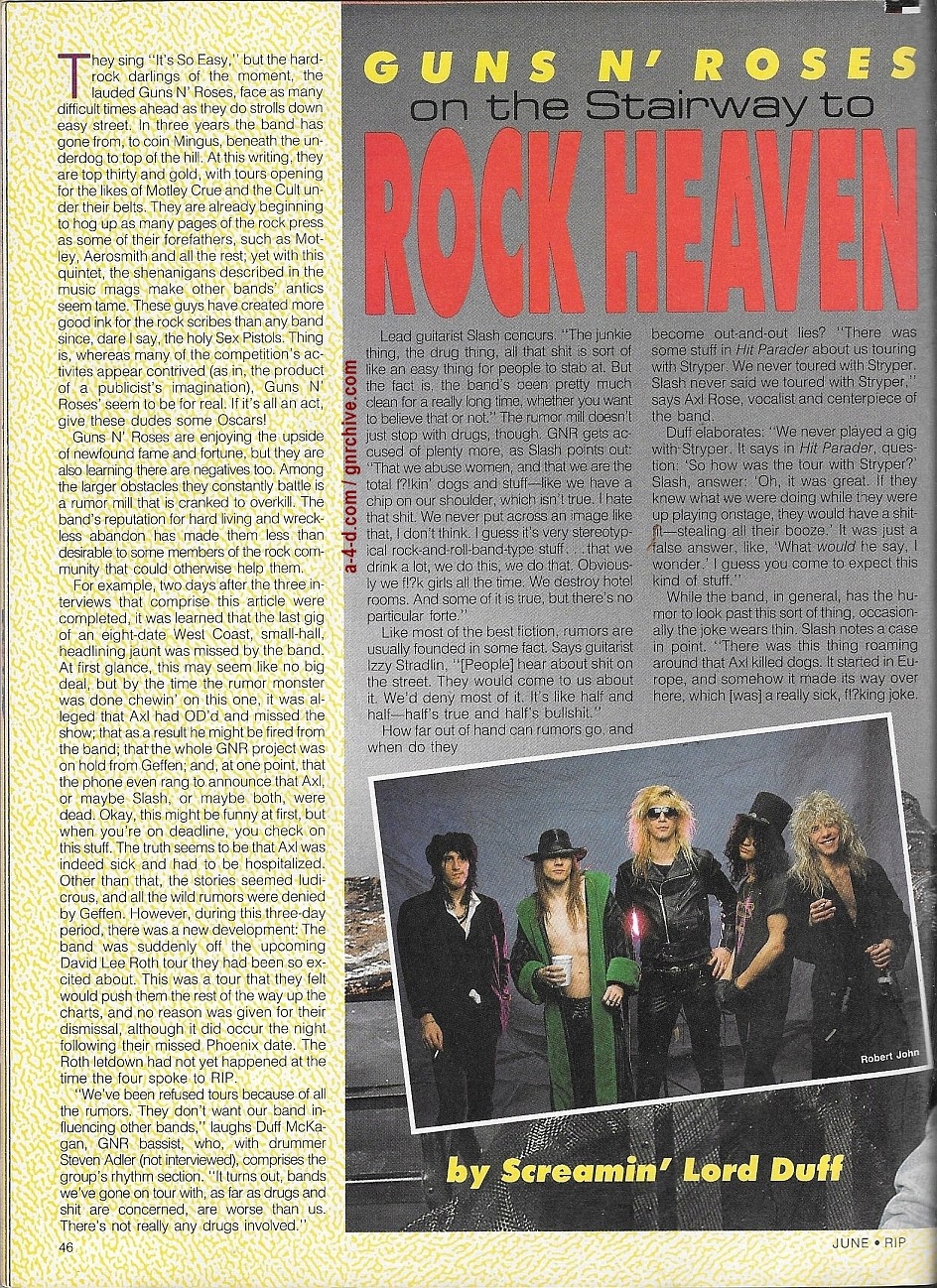 1988.06.DD - RIP Magazine - Guns N' Roses On The Stairway To Rock Heaven (Axl, Slash, Izzy, Duff) 1988_105