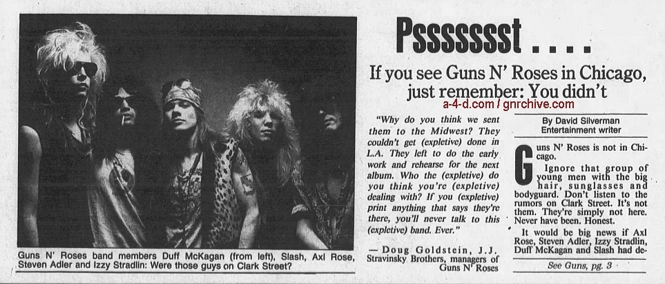 1989.06.26 - Chicago Tribune - If You See Guns N' Roses In Chicago, Just  Remember: You Didn't