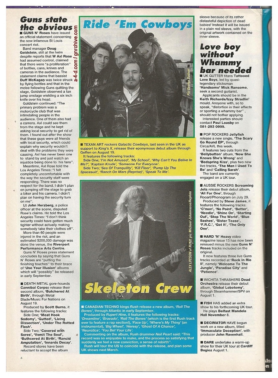 1991.07.27 - Kerrang - "We're Still F@*ked Up!" (Slash, Duff) 1991-020