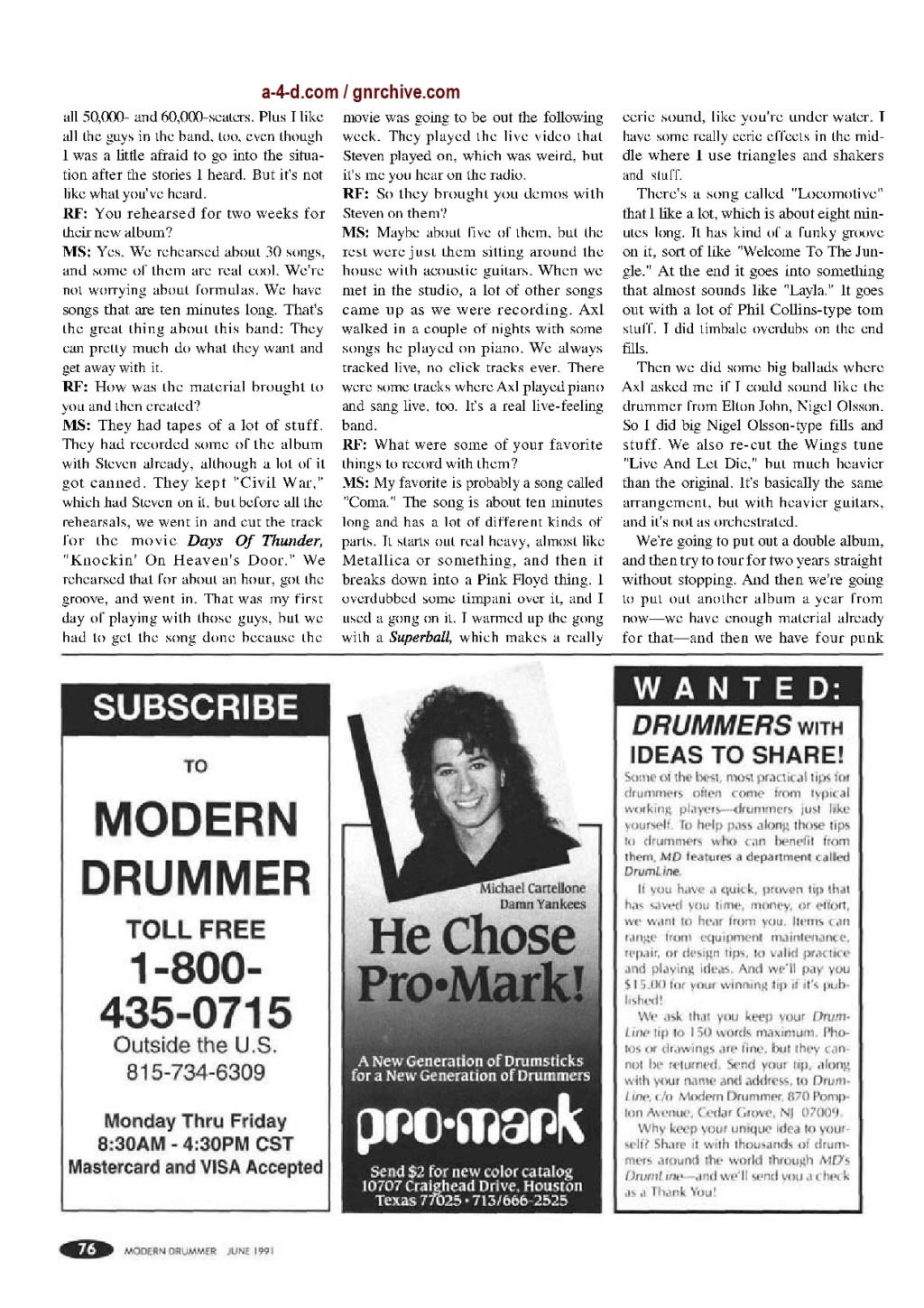 1991.06.DD - Modern Drummer - Matt Sorum: Guns N' Roses' New Stickman 1991_043