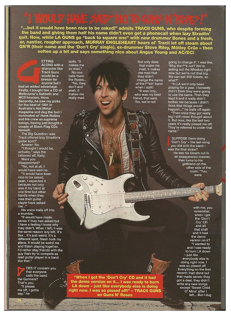 1992.05.23 - Kerrang - "I Would Have Said No To Guns N' Roses!" (Tracii Guns) 1992_013