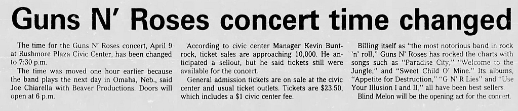 1993.04.09 - Rushmore Plaza Civic Center, Rapid City, USA 1993_067