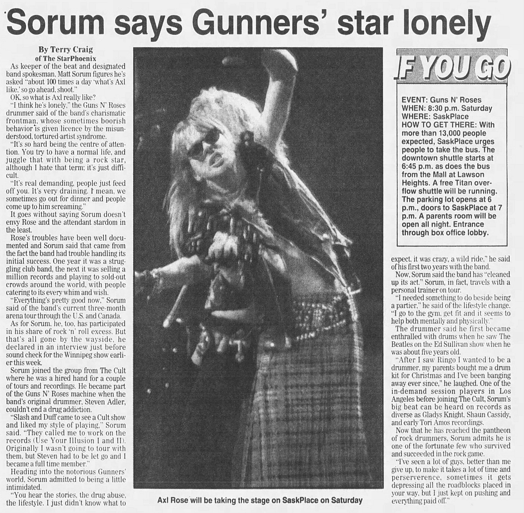 1993.03.26 - Star Phoenix - Sorum says Gunners’ star lonely (Matt) 1993_110