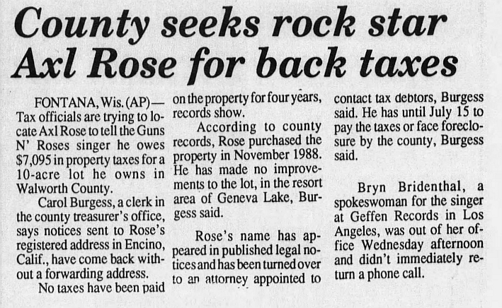 1993.06.10 - Daily Citizen - County seeks rock star Axl Rose for back taxes 1993_135