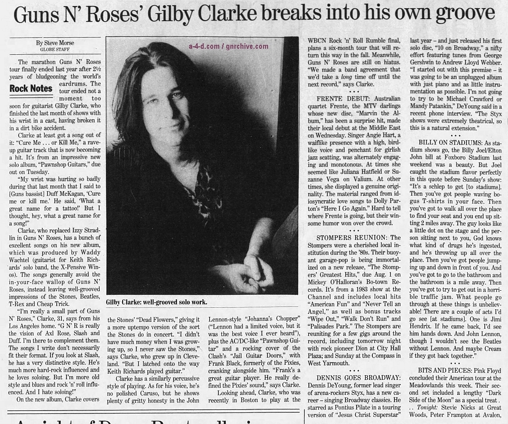 1994.07.22 - The Boston Globe - Guns N’ Roses’ Gilby Clarke breaks into his own groove 1994_036