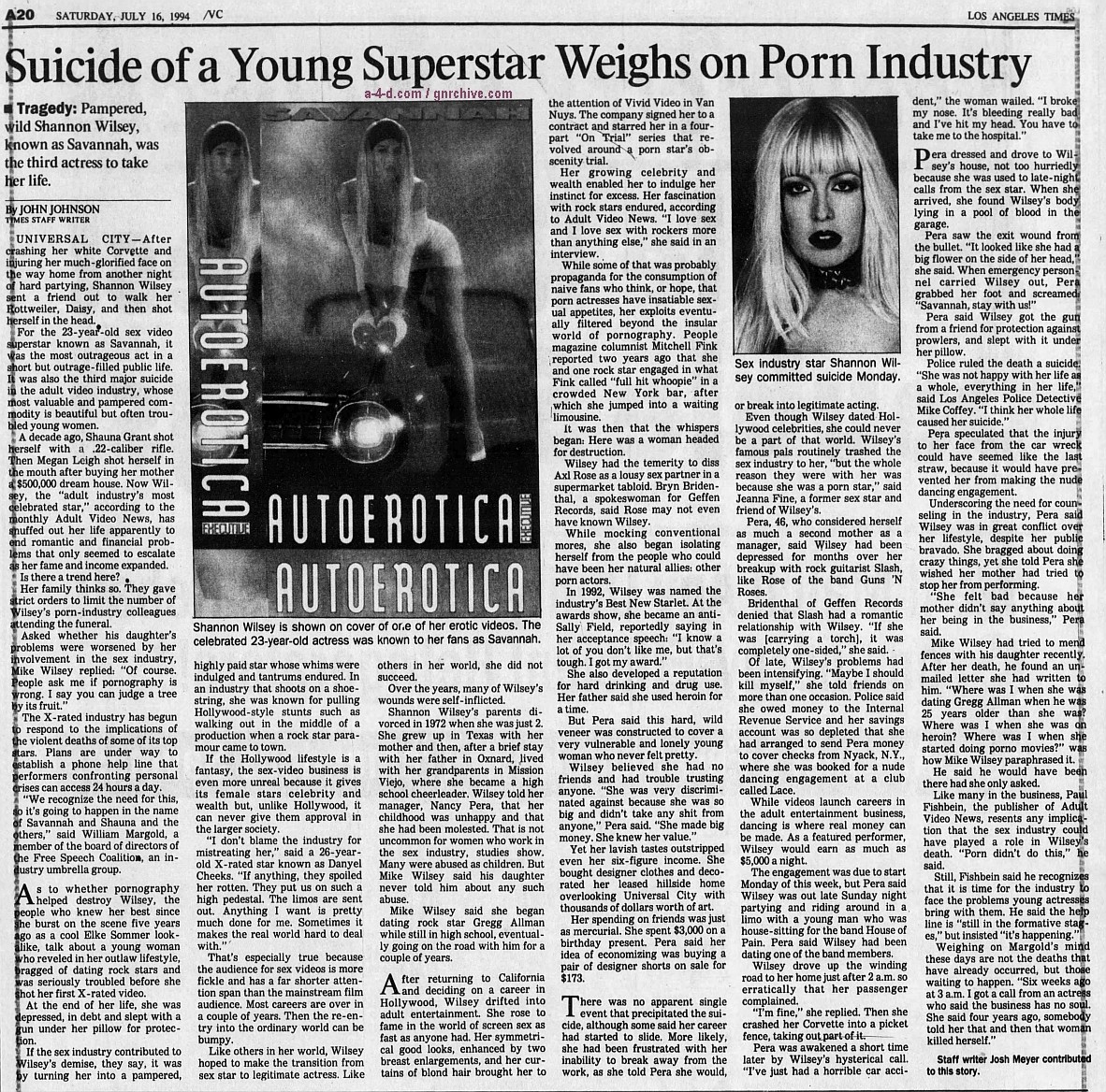 1994.07.16 - Los Angeles Times - Suicide of Young Superstar Weighs on Porn Industry 1994_037