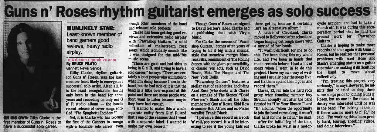 1994.10.30 - The Desert Sun - Guns n’ Roses rhythm guitarist emerges as solo success (Gilby) 1994_115