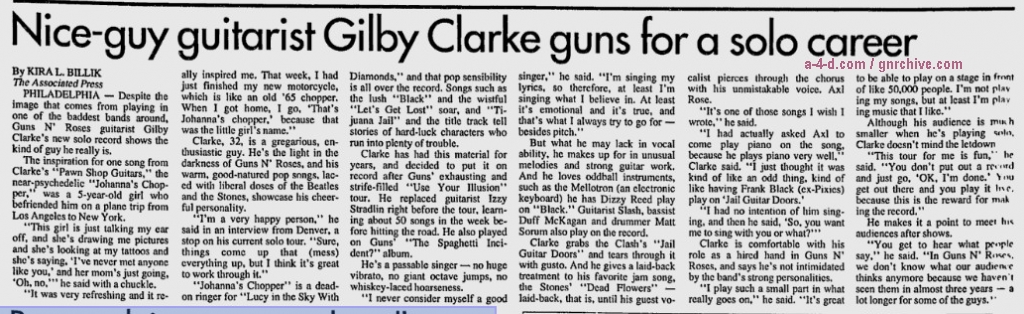 1994.10.04 - AP/Daily News - Nice-guy guitarist Gilby Clarke guns for a solo career (Gilby) 1994_118