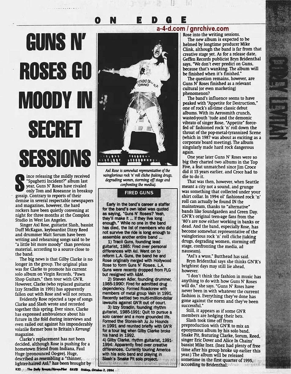 1994.10.07 - News Pilot - Guns N' Roses Go Moody In Secret Sessions 1994_124