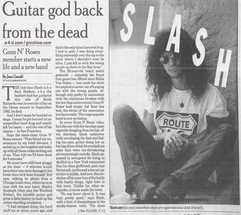 1995.05.08 - The San Francisco Examiner - Guitar God Back From The Dead (Slash) 1995_034