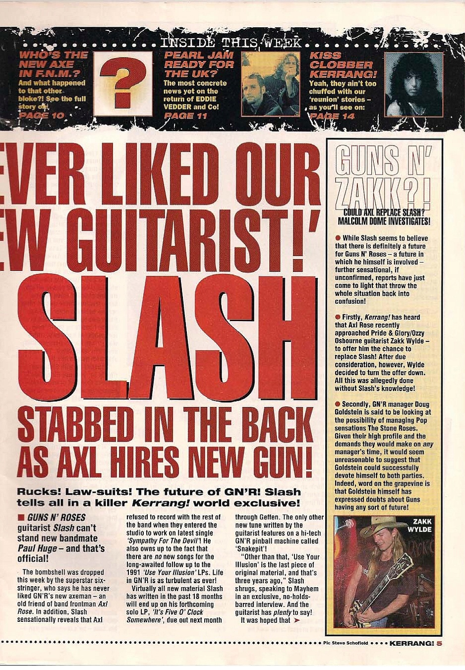 1995.01.14 - Kerrang - "I Never Liked Our New Guitarist!" (Slash) 1995_039