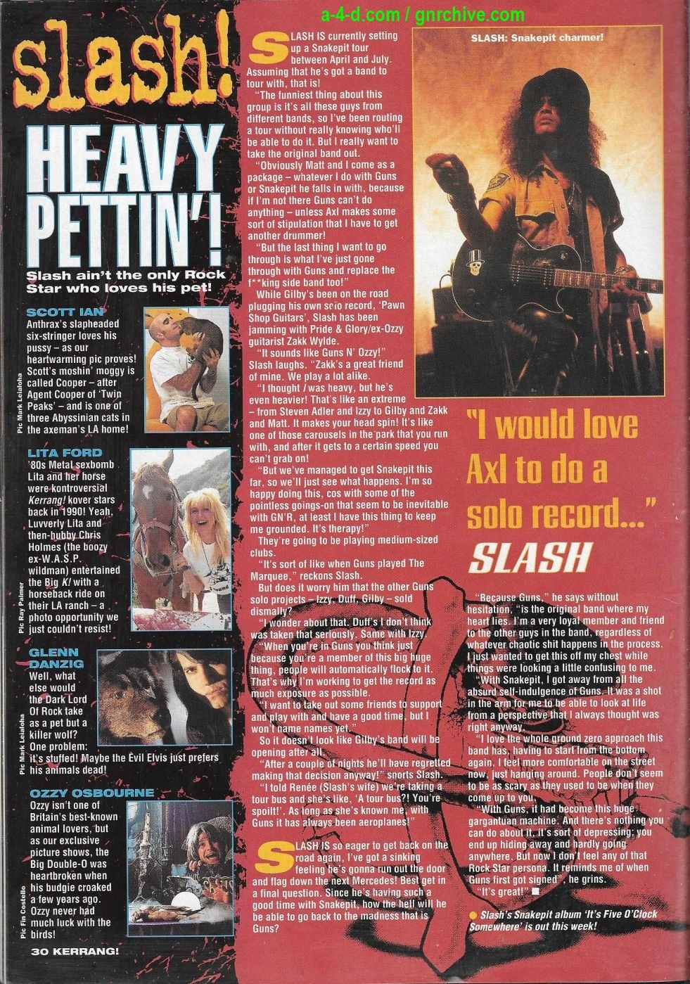 1995.02.18 - Kerrang! - Suicide! Lies! Axl! Snakes! Heavy Metal! (Slash) 1995_070