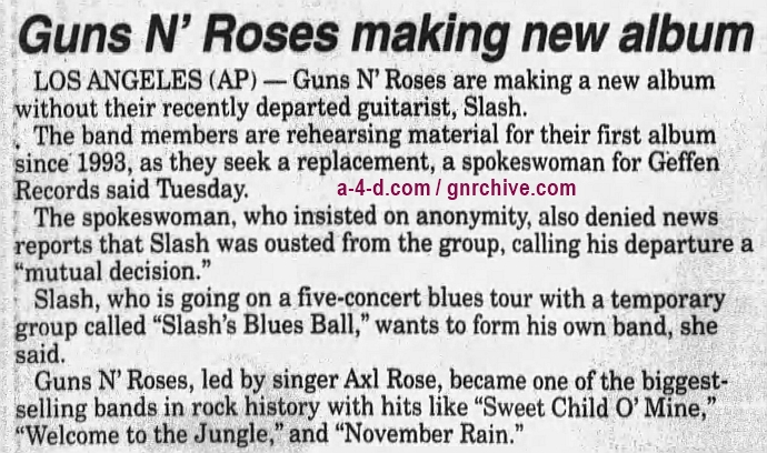 1996.11.13 - AP/The Daily World - Guns N’ Roses making new album 1996_121