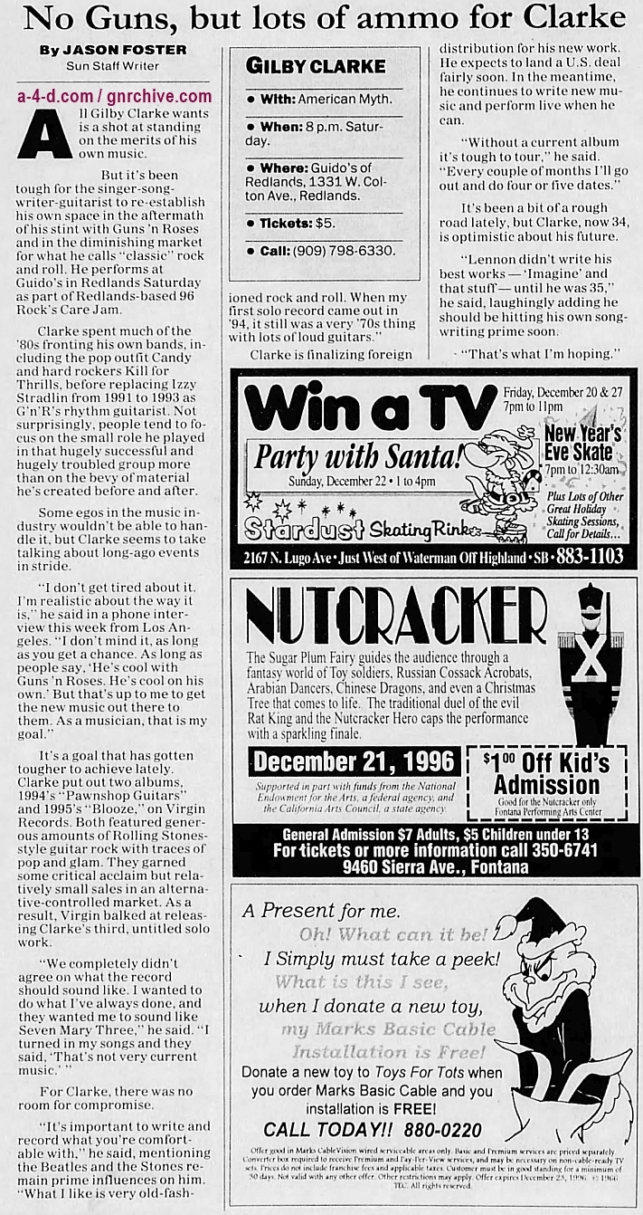 1996.12.13 - The San Bernardino County - No Guns, but lots of ammo for Clarke (Gilby) 1996_127