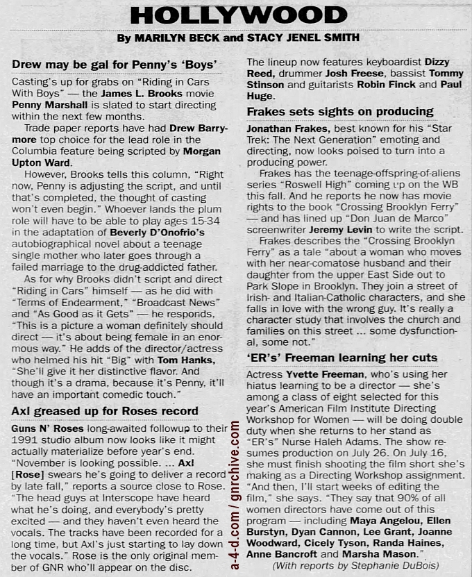 1999.06.01 - New York Daily News - Axl Greased Up For Roses Record 1999_028