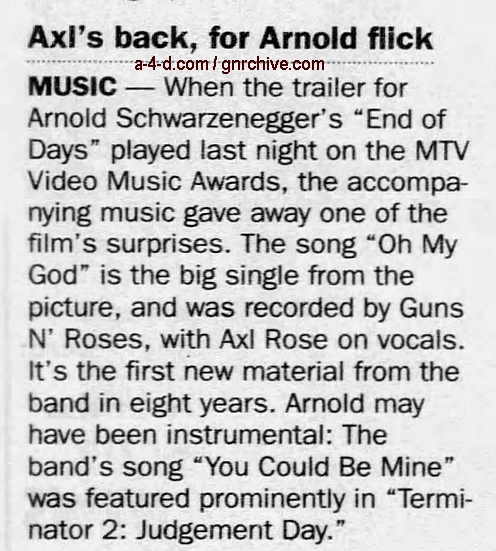 1999.09.10 - New York Daily News - Axl's Back, For Arnold Flick 1999_042