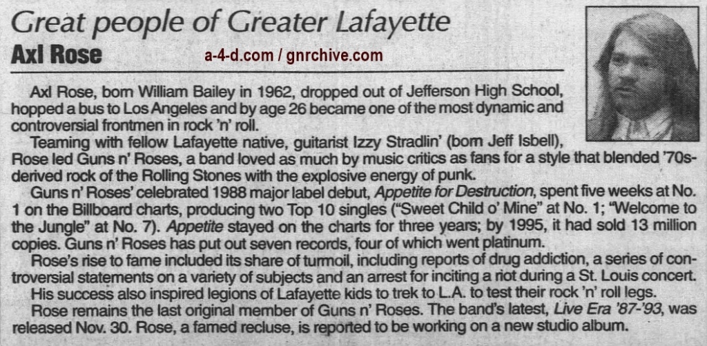 1999.12.22 - Journal and Courier - Great People Of Greater Lafayette: Axl Rose 1999_112