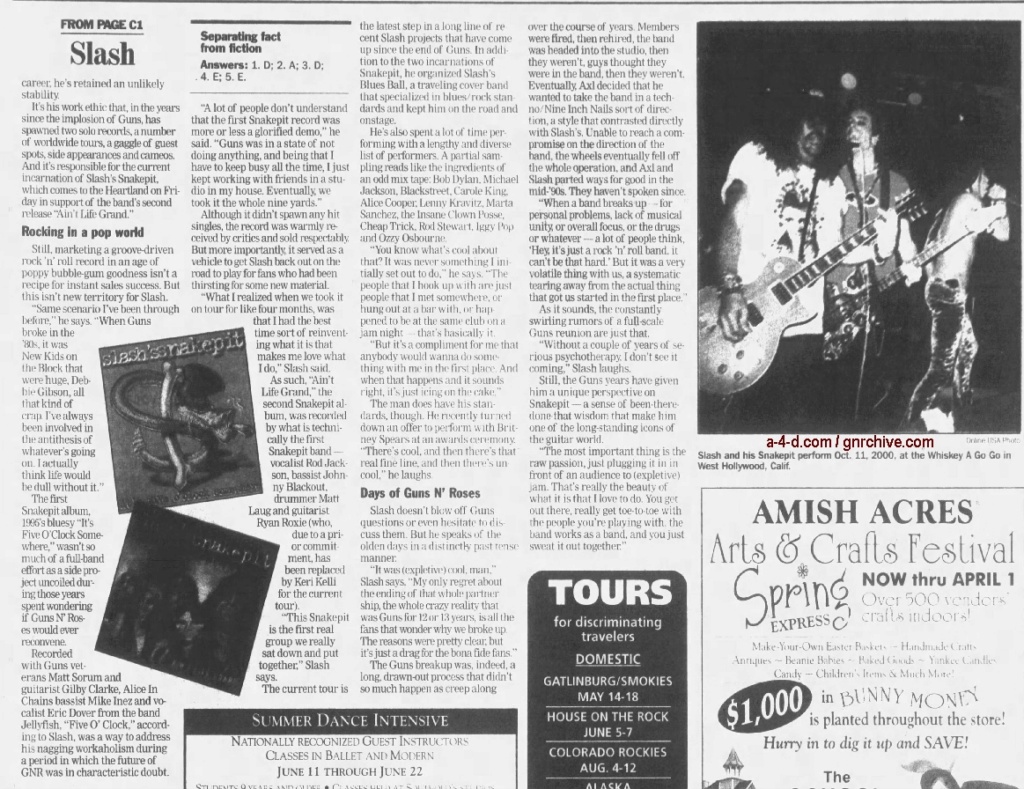 2001.03.09 - The South Bend Tribune - Slash and Burn (Slash) 2001_030