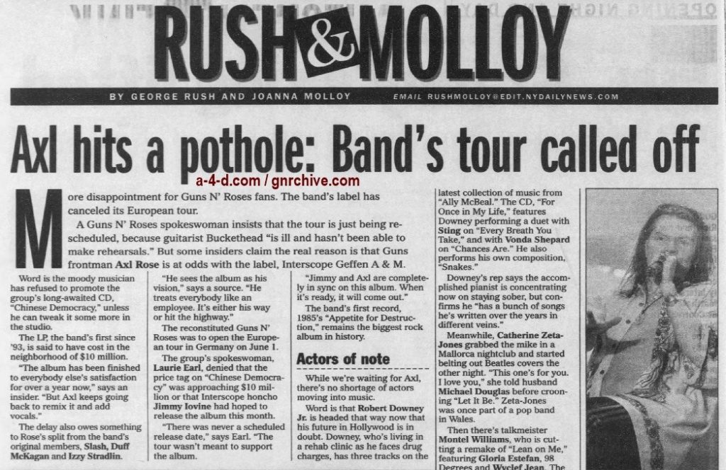 2001.05.11 - New York Daily News - Axl Hits A Pothole: Band's Tour Called Off 2001_038