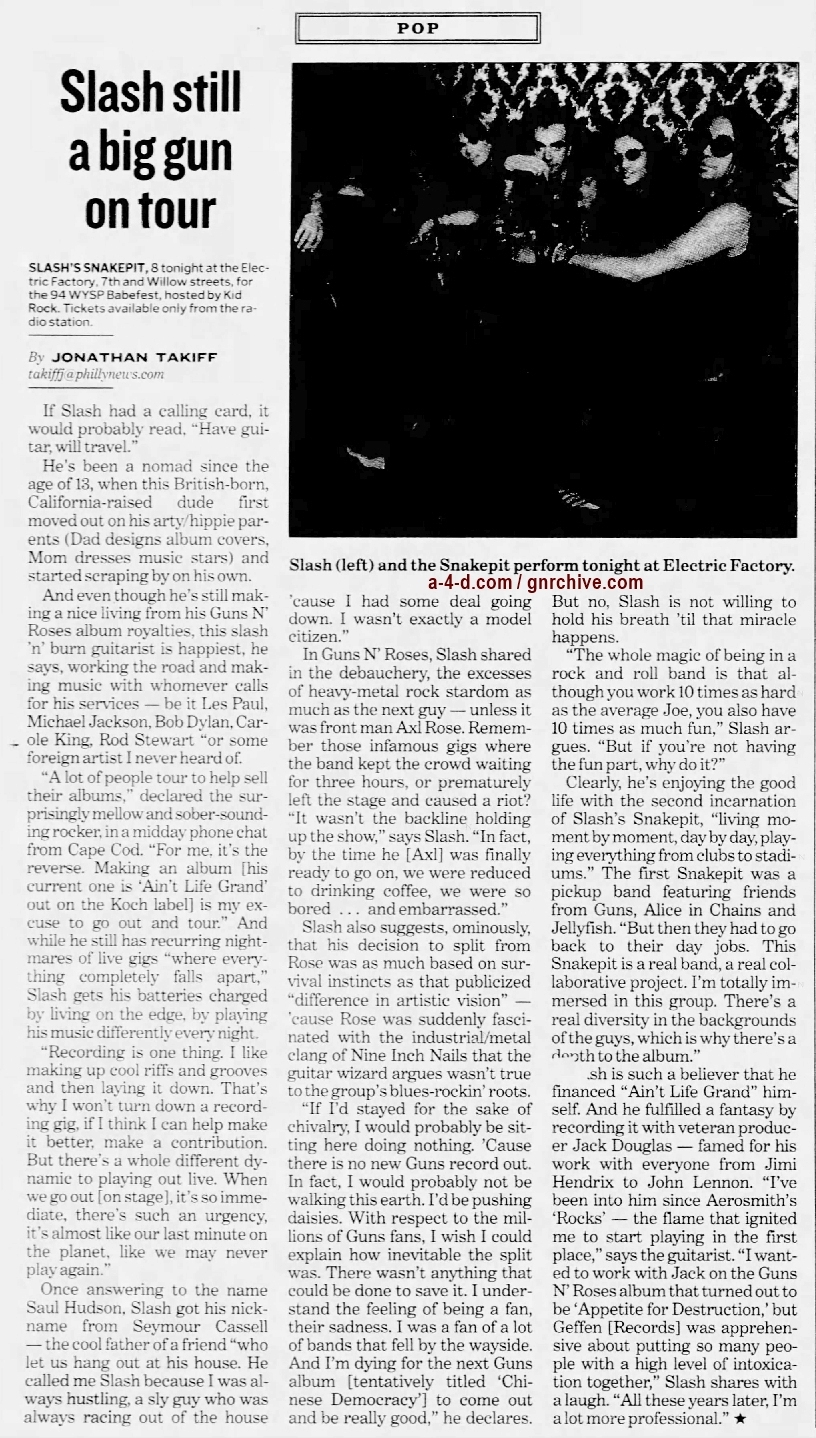 2001.06.21 - Philadelphia Daily News - Slash Still A Big Gun On Tour 2001_039