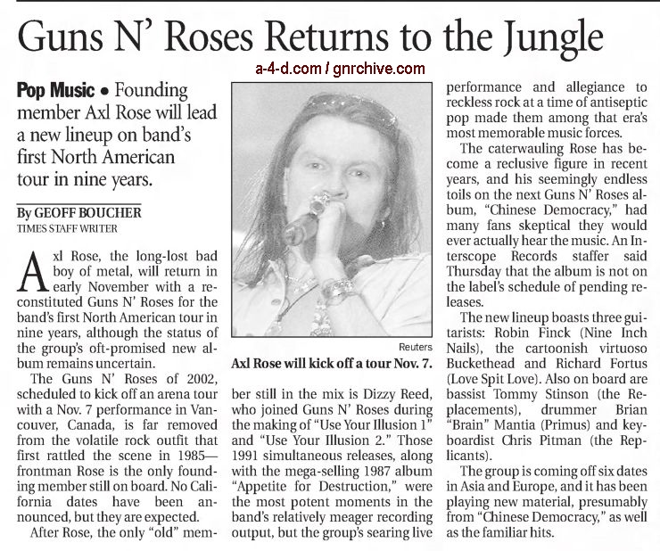 2002.09.27 - Los Angeles Times - Guns N’ Roses Returns to the Jungle 2002_042