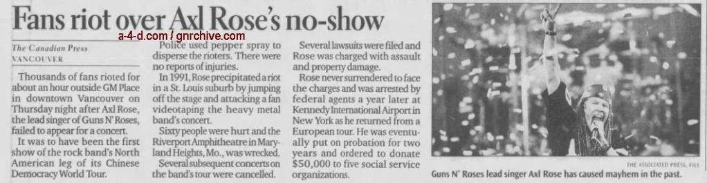 2002.11.08 - Canadian Press/Edmonton Journal - Fans riot over Axl Rose’s no-show 2002_115