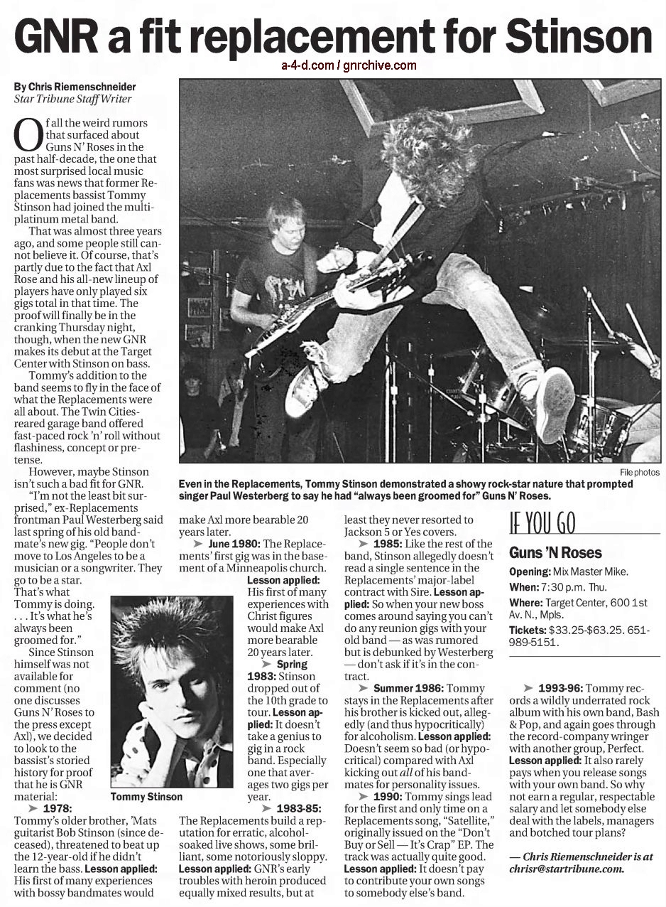 2002.11.10 - Star Tribune - GNR a Fit Replacement for Stinson 2002_138